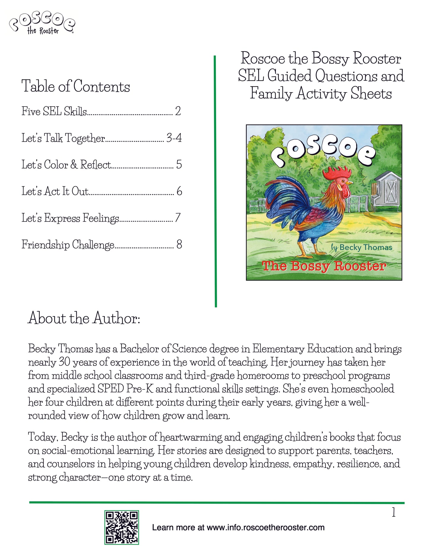 Bundle: Roscoe the Bossy Rooster Book with SEL Guide PDF