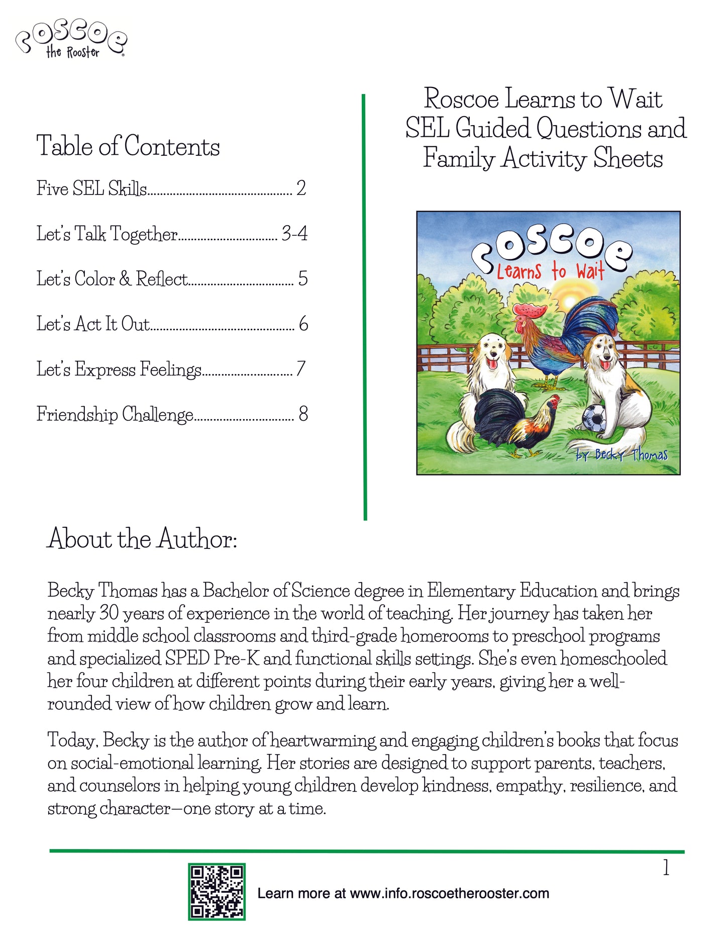 SEL Guide PDF for Roscoe Learns to Wait